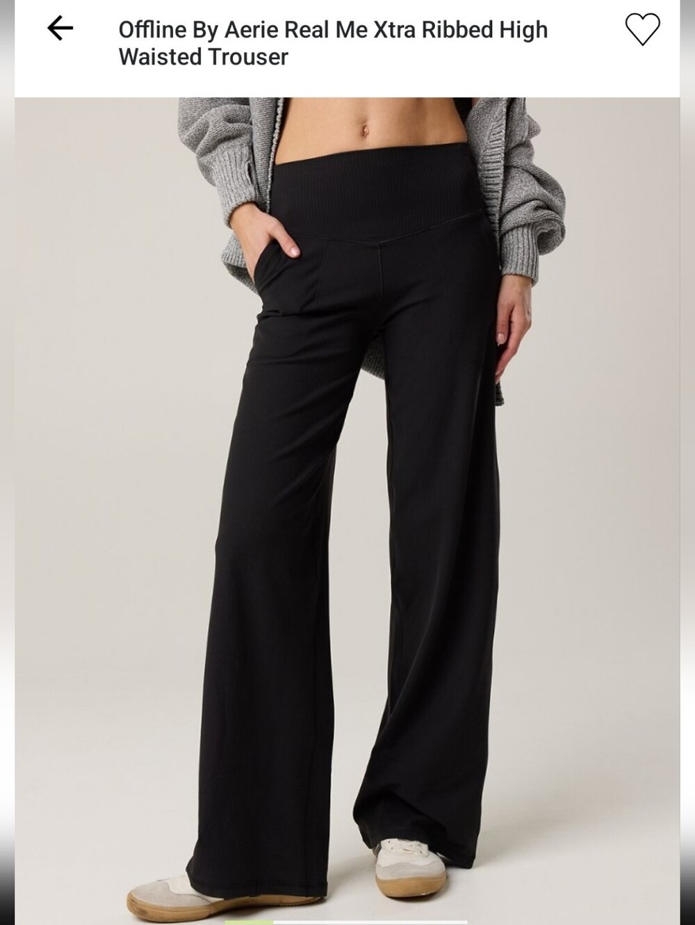 aerie Black High-Waisted Wide Leg Lounge Pants